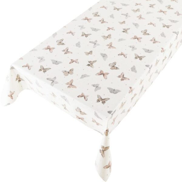 tafelzeil vlinder print beige