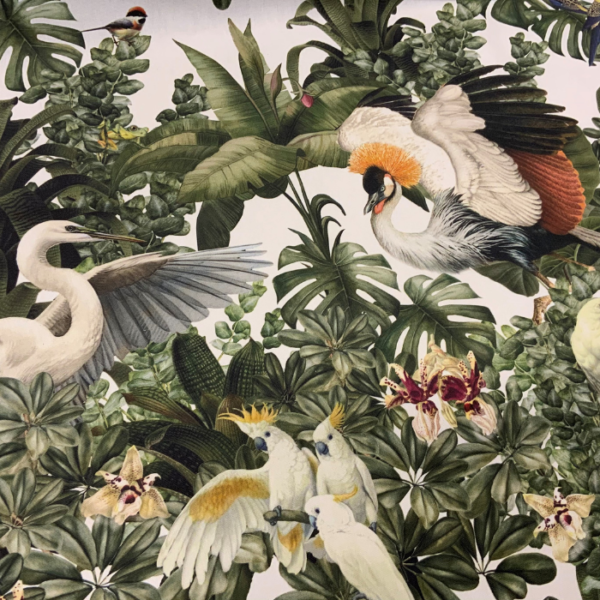 Decoratie stof vogels jungle print