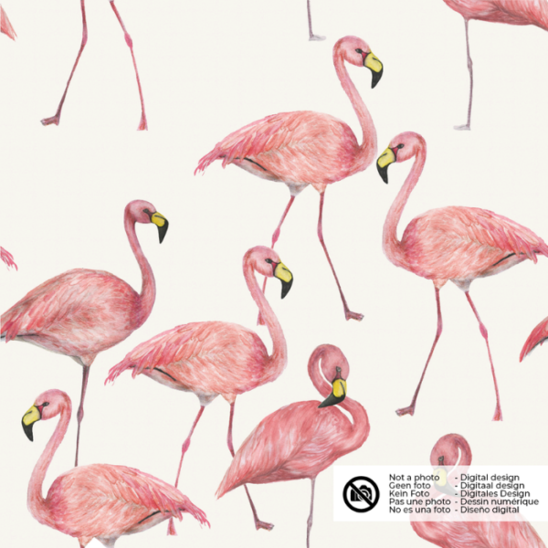 Tricot katoen digitale flamingo