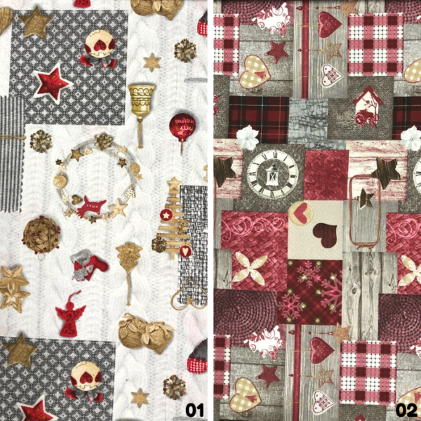 Decoratiestof patchwork kerst print