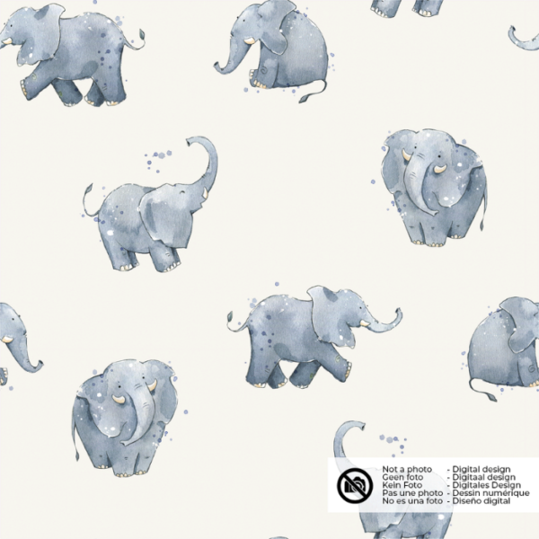 Katoen tricot olifanten print