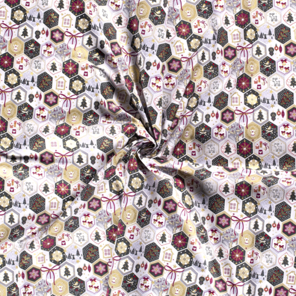 Kerststof poplin katoen patchwork