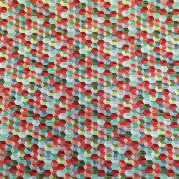 Gobelin meubelstof kubus kleurenmix