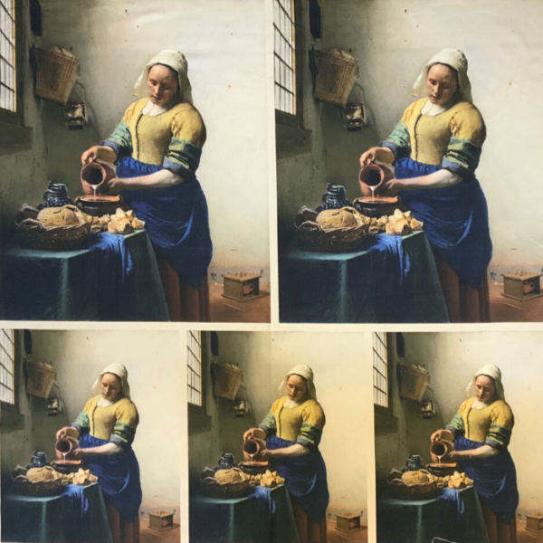 Panel Melkmeisje Vermeer stof