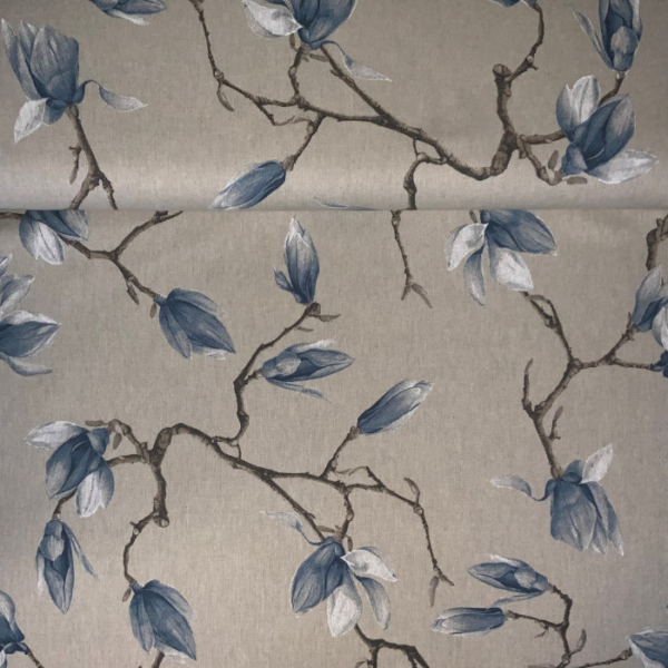 Decoratiestof magnolia blauw